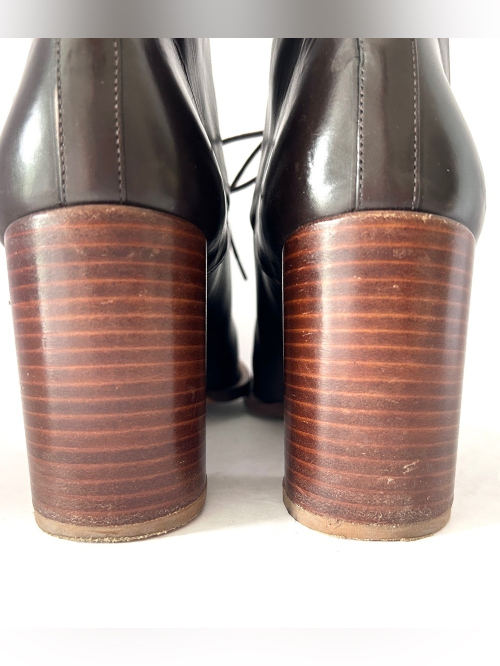 Veronique Branquinho Ankle Boots Brown Leather Heels Poetcore Size IT38.5 US 8.5 - Picture 8 of 15